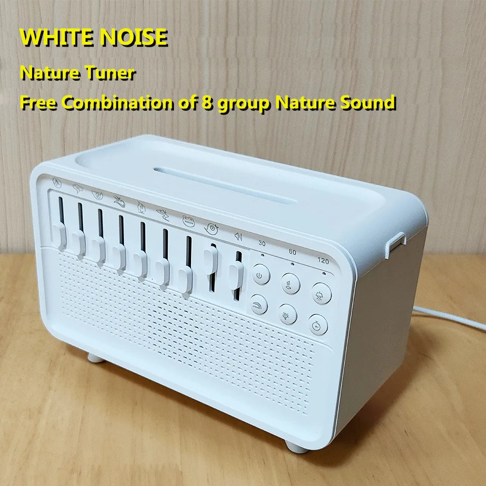 Wireless Sleeping Bluetooth Speaker White Noise Sleep Machine with Oil Diffuser Simulated Flame Light Air Humidifier Sleep Timer